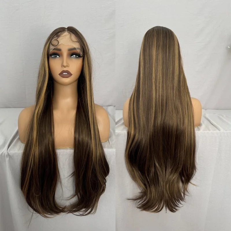 32inch Long Indian Lace Frontal Synthetic Hair Wig HD Full Lace Hairmony Lace Front Wigs Meche Braiding Hair Replacement  Topper - DOGOMET DIGITAL PLUS