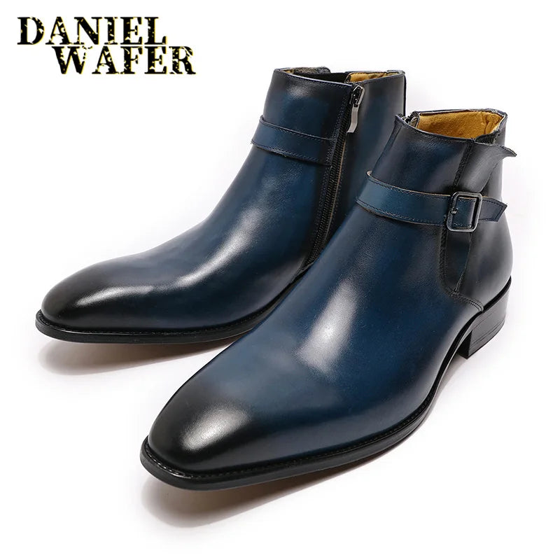 Wholesale Men's Fashion Chelsea Boots Zipper Shoes  & Oxford Leather Boot with Monk Strap for Weddings & Office/Business Use
