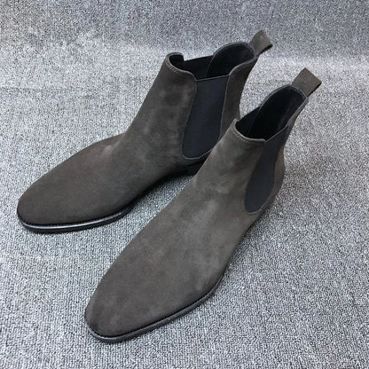 Fashion Pointed Toe High-top Boots Men Suede Leather Snow Boots Shoes For Men
