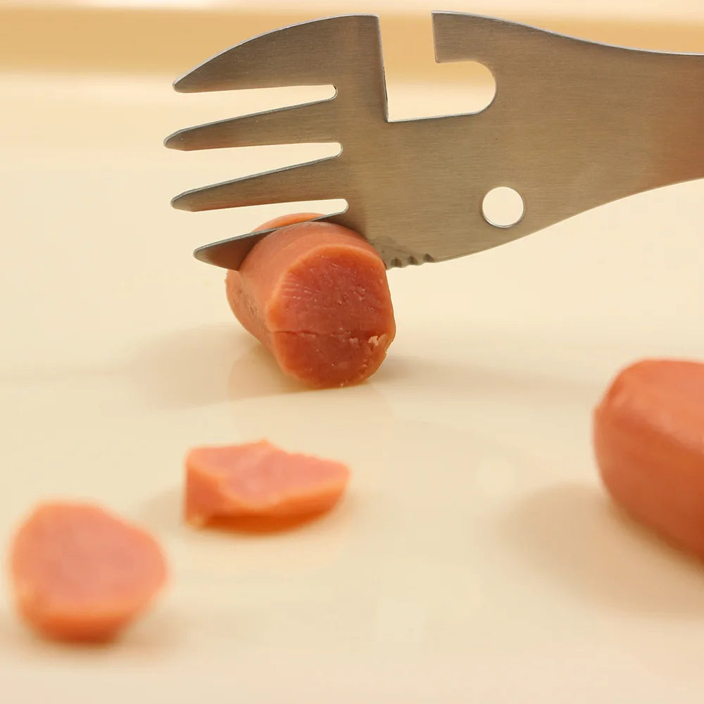 Outils de survie en plein air 5 en 1, Kit EDC multifonctionnel de Camping, fourchette pratique, couteau, cuillère, ouvre-bouteille/boîte - DOGOMET DIGITAL PLUS