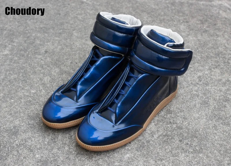 28 couleurs hommes en cuir véritable haut bottines à lacets chaussures plates formateurs or rouge argent noir marque de luxe hommes chaussures décontracté