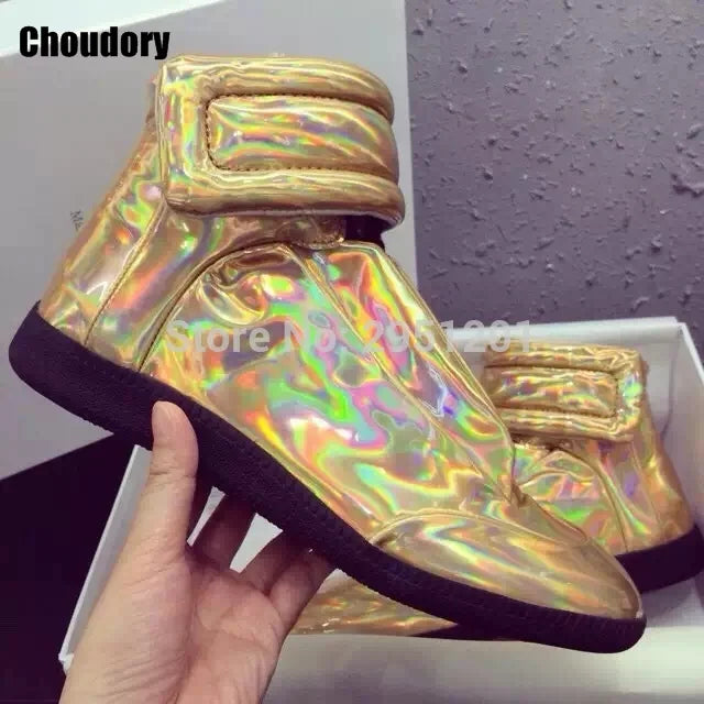 28 couleurs hommes en cuir véritable haut bottines à lacets chaussures plates formateurs or rouge argent noir marque de luxe hommes chaussures décontracté