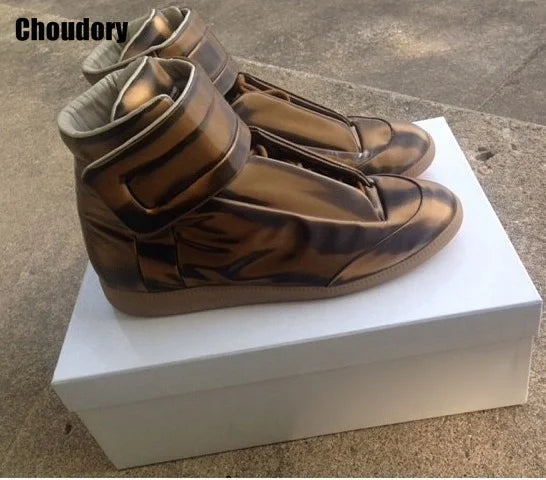 28 couleurs hommes en cuir véritable haut bottines à lacets chaussures plates formateurs or rouge argent noir marque de luxe hommes chaussures décontracté