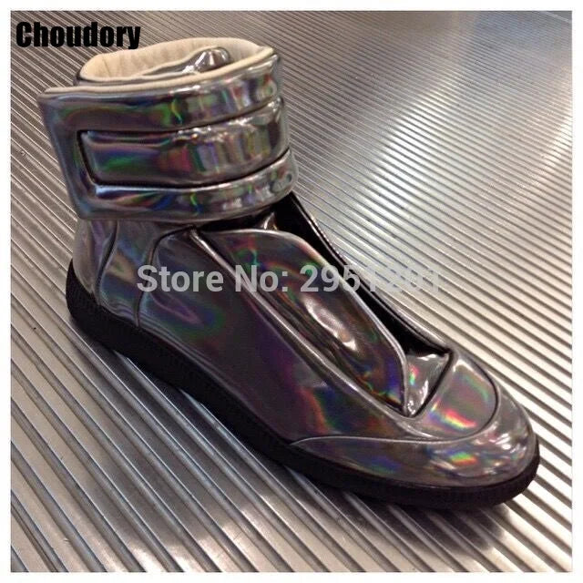 28 couleurs hommes en cuir véritable haut bottines à lacets chaussures plates formateurs or rouge argent noir marque de luxe hommes chaussures décontracté