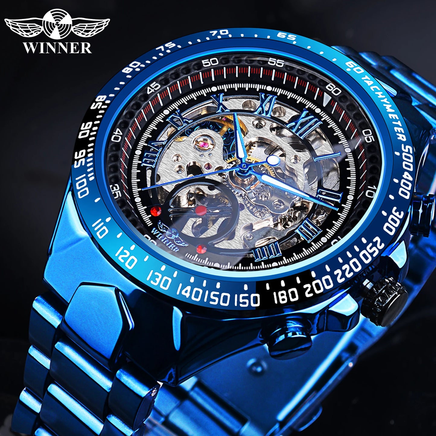 Gagnant mécanique Sport Design lunette Montre de mode hommes montres haut de gamme de luxe Montre Homme horloge hommes automatique Montre squelette