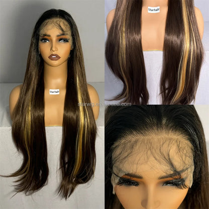 32inch Long Indian Lace Frontal Synthetic Hair Wig HD Full Lace Hairmony Lace Front Wigs Meche Braiding Hair Replacement  Topper - DOGOMET DIGITAL PLUS
