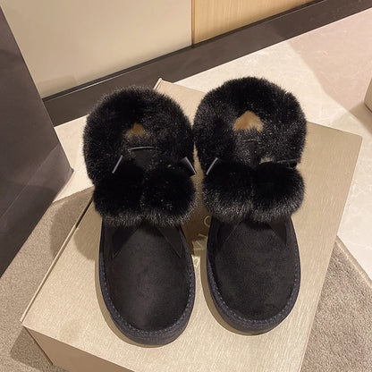 Women's Winter Boots Women's Ankle Boots Suede-leather Natural-Fur Warm Winter Shoes Fashion Slip-on Snow Boots for Women