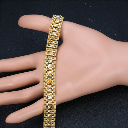 Chunky Mens Hand Chain Bracelets Male Wholesale Braslet 2021 Gold Color Chain Link Bracelet For Men Women Jewelry