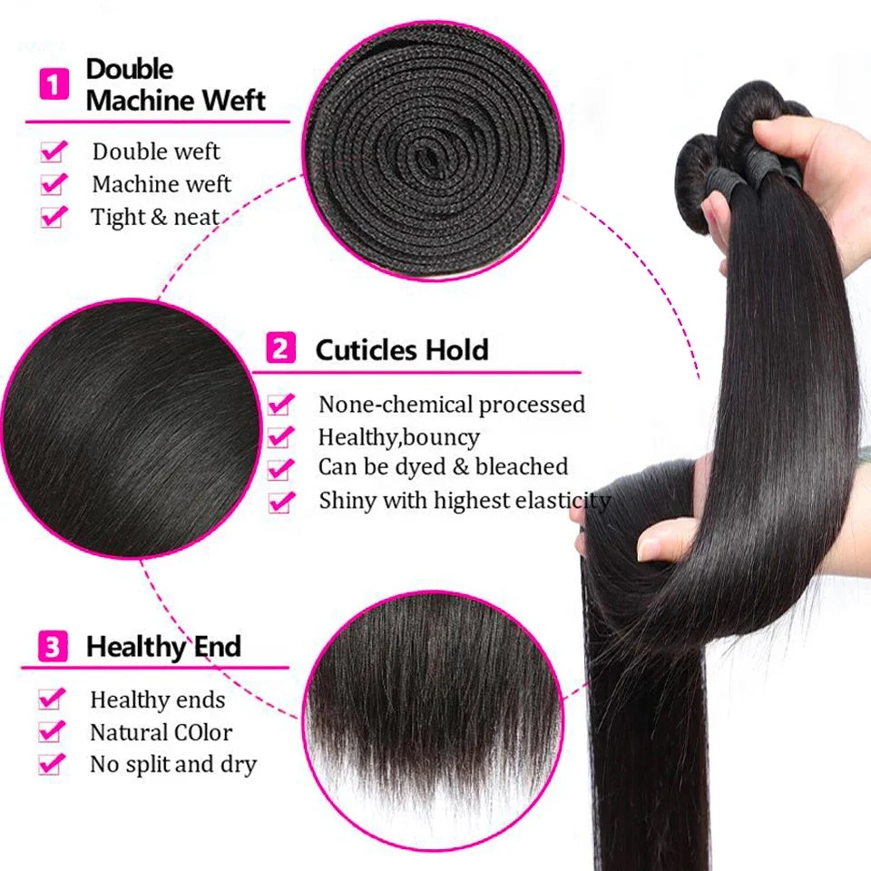 Cheap Bulk Extension Vendor Meche Humain Bresilienne Cuticle Aligned Raw Virgin Brazilian Packet Human Hair Bundles With Closure - DOGOMET DIGITAL PLUS