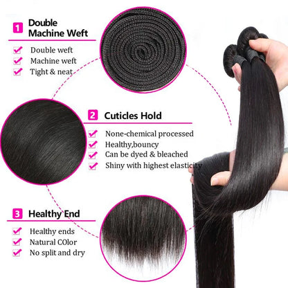 Cheap Bulk Extension Vendor Meche Humain Bresilienne Cuticle Aligned Raw Virgin Brazilian Packet Human Hair Bundles With Closure - DOGOMET DIGITAL PLUS