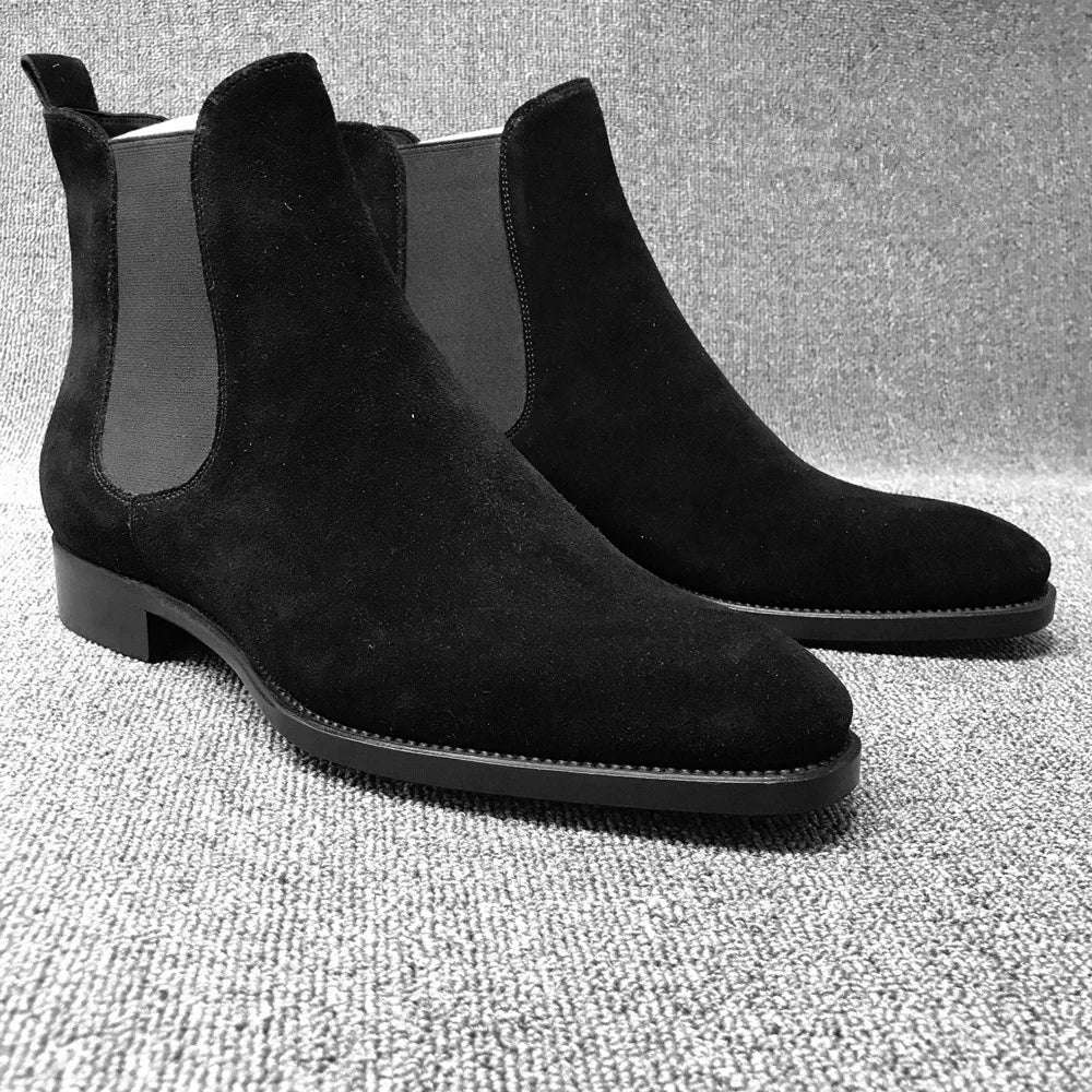 Fashion Pointed Toe High-top Boots Men Suede Leather Snow Boots Shoes For Men