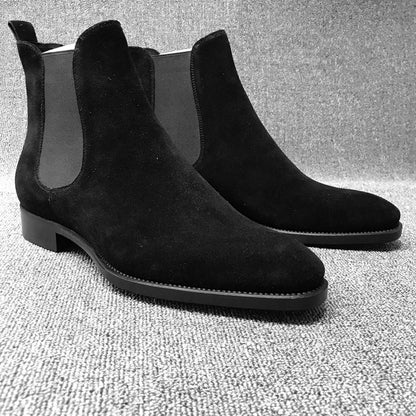 Fashion Pointed Toe High-top Boots Men Suede Leather Snow Boots Shoes For Men