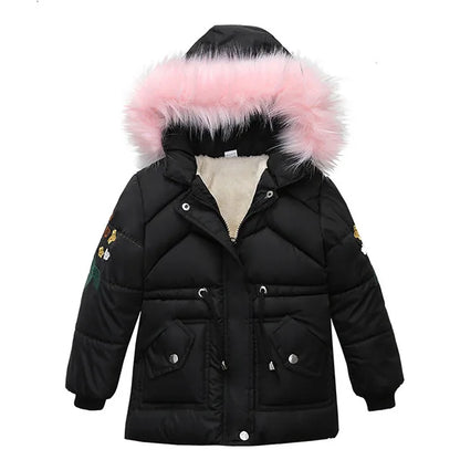 Warm Thickening Fur Collar Baby Girl Winter Jackets Children Outerwear Windproof Baby Boys Girls Coat for 3-6 Years Girl Clothes