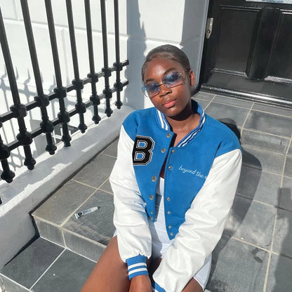 Fall Winter Jackets Womens Jackets Puffer Women's Coats Patchwork Crop Top Leather Sleeve Letter B Women's Jacket