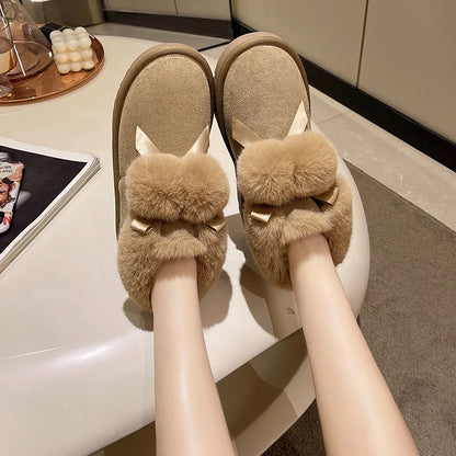 Women's Winter Boots Women's Ankle Boots Suede-leather Natural-Fur Warm Winter Shoes Fashion Slip-on Snow Boots for Women