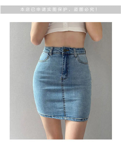 Jupes femmes amérique Vintage taille haute extensible moulante mince a-ligne Mini Sexy Denim Jupe mode Harajuku Simple décontracté dames