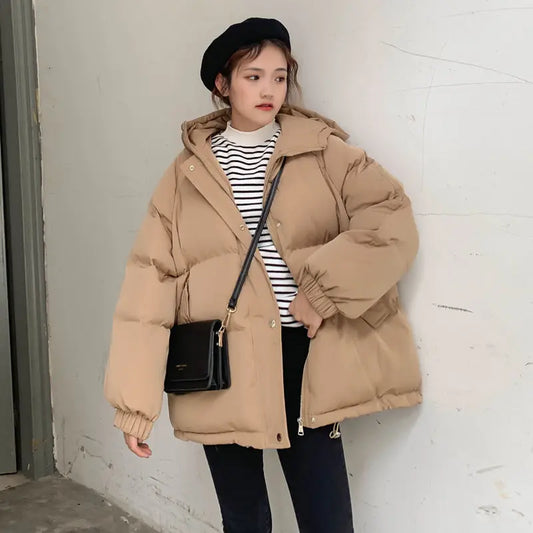 New Short Winter Jackets Women Warm Hooded Down Cotton Parkas Female Casual Loose Outwear Korean Cotton-padded Winter Coat