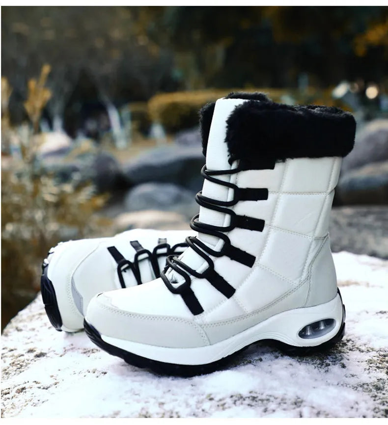 Haute qualité imperméable hiver femmes bottes chaud en peluche femmes bottes de neige en plein air antidérapant baskets fourrure plate-forme bottines