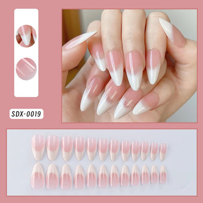 Faux ongles français imprimé léopard rose, 24 pièces, tête carrée courte, nœud papillon noir 3D, couverture complète en acrylique, à pression