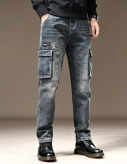 Jean pour hommes pantalon de cowboy droit avec poches pantalon Cargo esthétique régulière nouveau en empilé mode coréenne tendance 2025