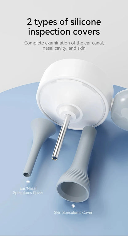 Caméra auriculaire visuelle, objectif 3.2mm, 1080P HD, contrôle de la bouche et du nez avec 4 lumières pour enfants et adultes, Support pour animaux de compagnie, prise de photos, connexion PC