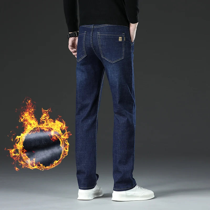 28-40 grande taille hiver hommes en peluche épais polaire pantalon laine d'agneau thermique jean pantalons décontractés coupe-vent chaud coton Denim pantalon