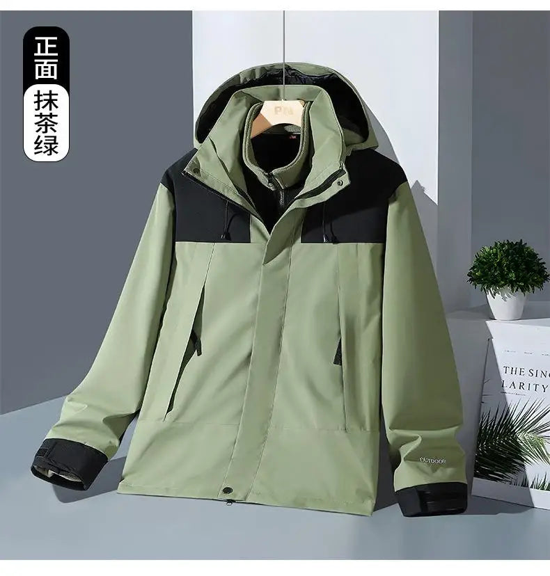 Veste d'assaut d'hiver en plein air trois en un avec polaire épaisse détachable deux pièces veste d'alpinisme imperméable pour hommes - DOGOMET DIGITAL PLUS