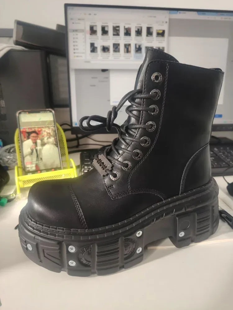 Cuir rehaussé 10 cm à semelles épaisses hommes haut de gamme Style britannique 2025 nouvelles bottes pour hommes à la mode - DOGOMET DIGITAL PLUS