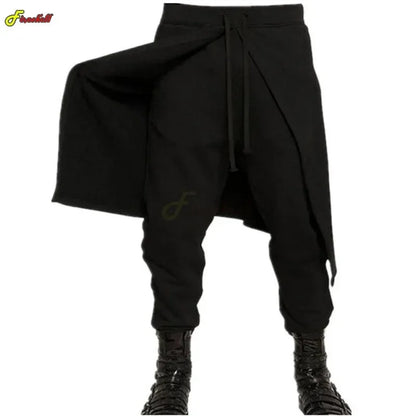 2025Halloween Costume de pantalon noir Steampunk médiéval pour hommes, pantalon ample épissé de Style occidental, Cosplay de scène