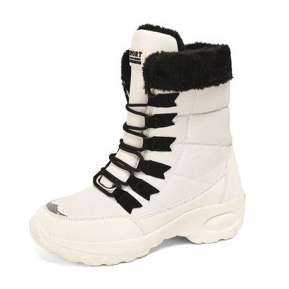 Chaussures d'hiver imperméables sans lacet femmes confortables en plein air cheville bottes de randonnée femmes bottes hautes plate-forme fourrure bottes de neige chaudes