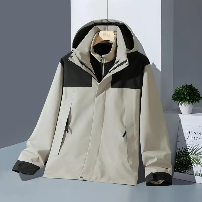 Veste d'assaut d'hiver en plein air trois en un avec polaire épaisse détachable deux pièces veste d'alpinisme imperméable pour hommes - DOGOMET DIGITAL PLUS