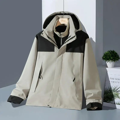 Veste d'assaut d'hiver en plein air trois en un avec polaire épaisse détachable deux pièces veste d'alpinisme imperméable pour hommes - DOGOMET DIGITAL PLUS