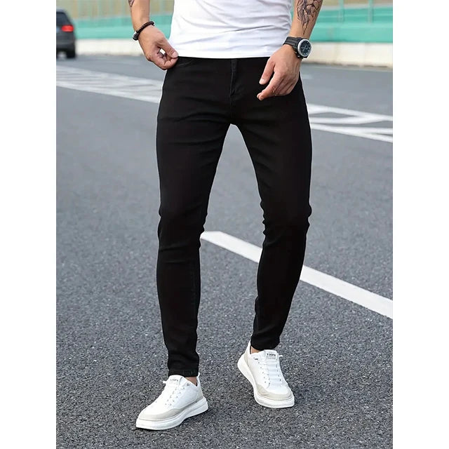 2025 Hommes Classique Avancé crayon Jean Jean Homme Homme Doux Stretch Noir Biker Masculino Denim Pantalon Hommes Solide Pantalon