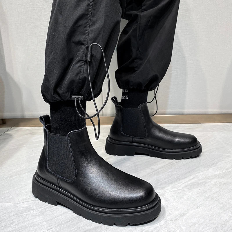 StephanBoots-Chaussures à plateforme noires pour hommes, Bottes de rinçage à la mode, Slip on, Nouveau, Automne, Hiver, 2022 - DOGOMET DIGITAL PLUS