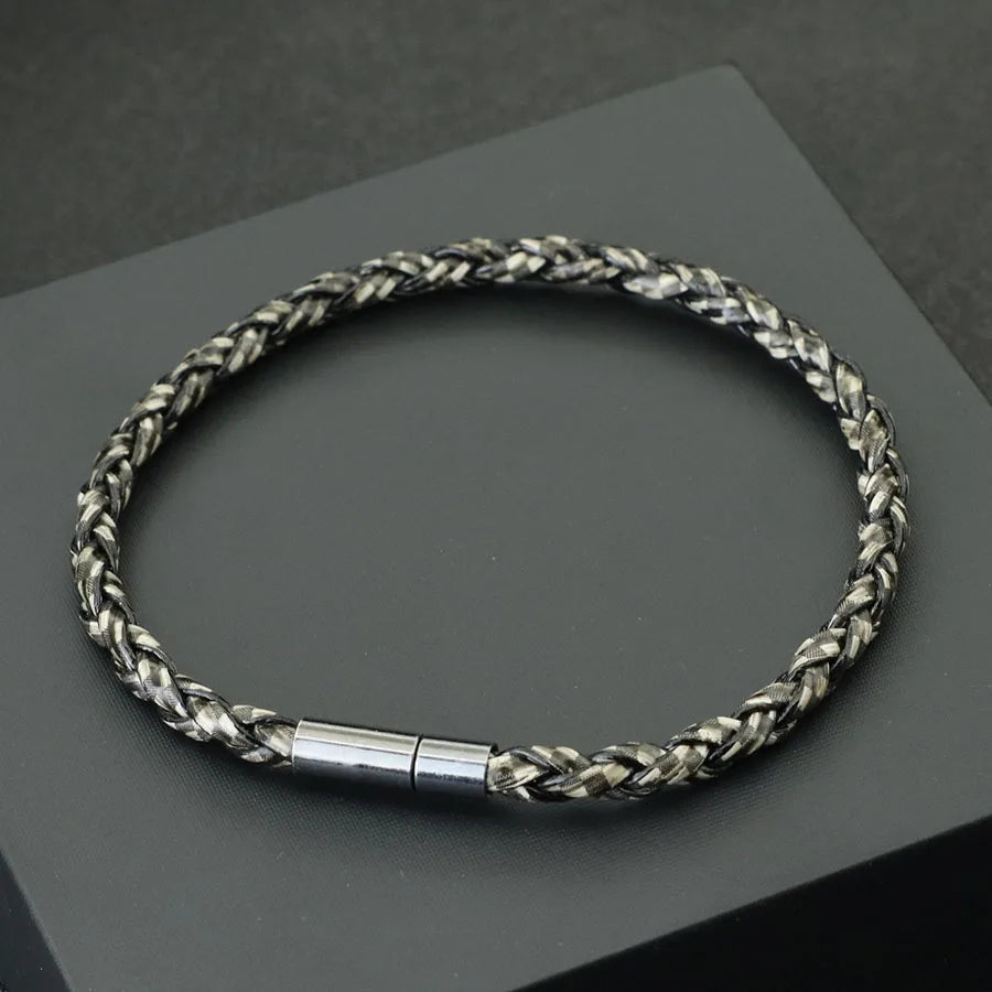 Minimalist PU Leather Rope Bracelet Men Handmade Weaven Detachable Wrap Chain Braslet Leisure Outdoor Cycling Charm Homme Joias