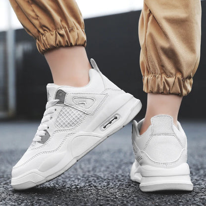 Baskets de basket-ball en cuir à lacets pour enfants, chaussures de skate plates décontractées, tennis pour enfants, qualité, mode, filles, garçons