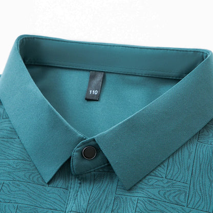 2025 New Men's Business Casual Short Sleeved Shirt Solid Color Polo Shirt Fashionable Breathable Comfortable Versatile Top