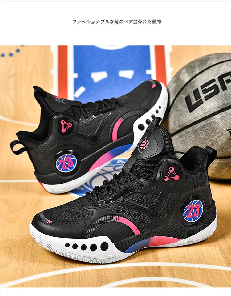 Nouvelles chaussures de basket-ball montantes chaussures de sport confortables et respirantes pour hommes et femmes athlètes d'entraînement chaussures d'étudiant décontractées