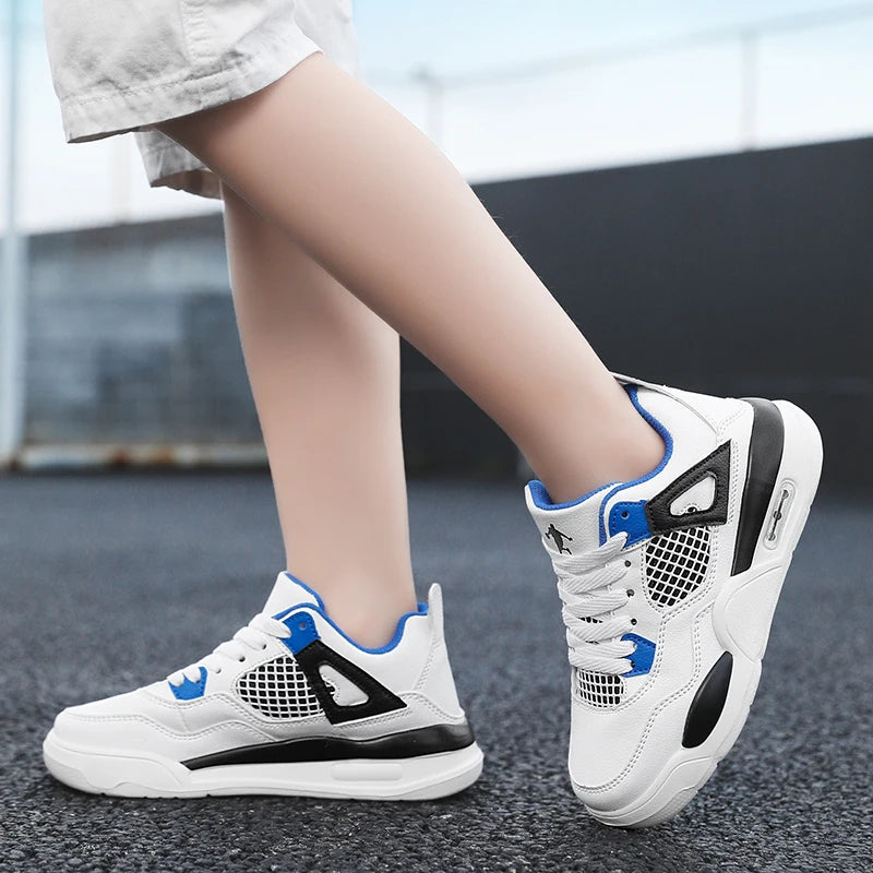 Baskets de basket-ball en cuir à lacets pour enfants, chaussures de skate plates décontractées, tennis pour enfants, qualité, mode, filles, garçons