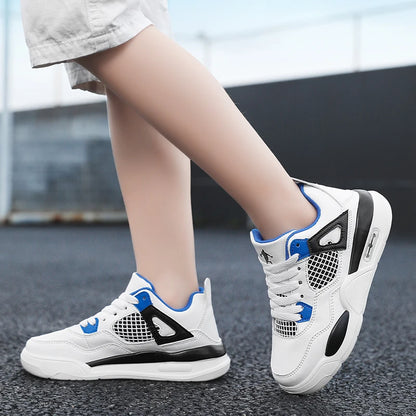 Baskets de basket-ball en cuir à lacets pour enfants, chaussures de skate plates décontractées, tennis pour enfants, qualité, mode, filles, garçons