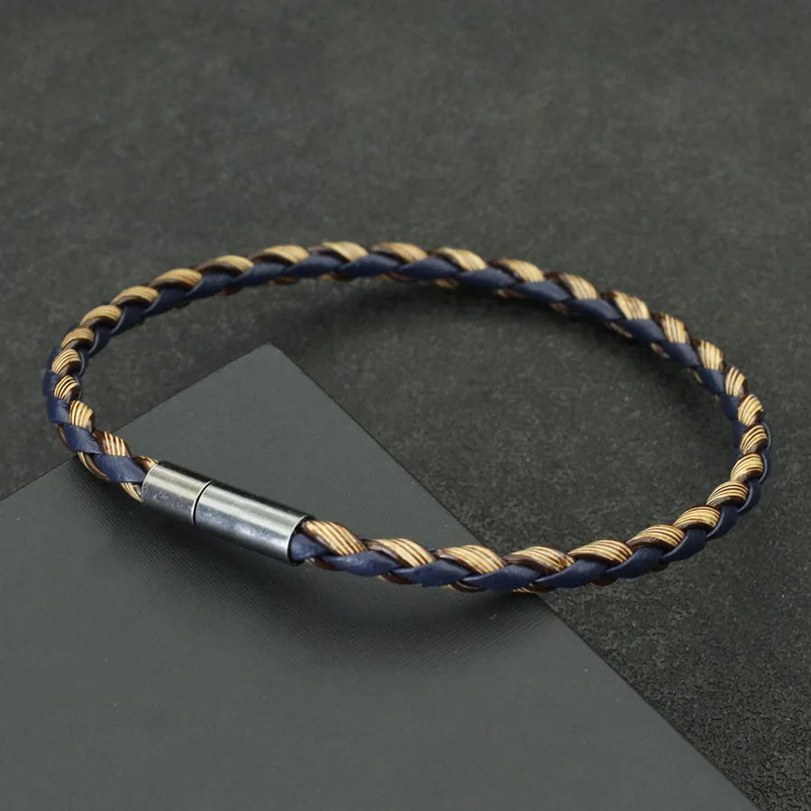 Minimalist PU Leather Rope Bracelet Men Handmade Weaven Detachable Wrap Chain Braslet Leisure Outdoor Cycling Charm Homme Joias