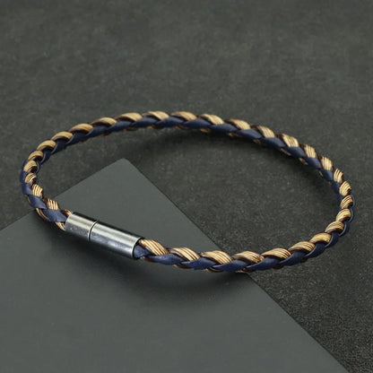 Minimalist PU Leather Rope Bracelet Men Handmade Weaven Detachable Wrap Chain Braslet Leisure Outdoor Cycling Charm Homme Joias