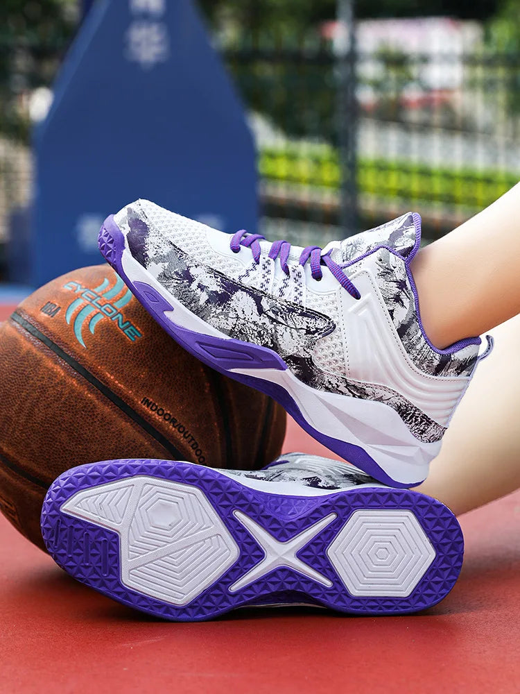 Chaussures de basket-ball respirantes carillon colorées pour hommes, chaussures de sport décontractées, haut, polyvalent, nouveau, printemps, 2024