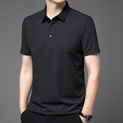 2024 Men's New Printed Business Casual Short sleeved POLO Shirt Fashion Short sleeved Comfortable and Breathable Top