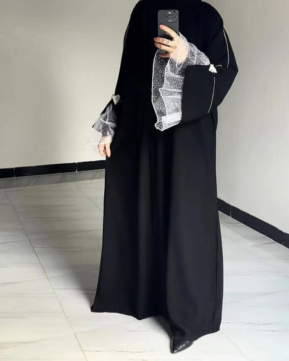 ABAYA NOIR D'ETE POUR FEMMES MUSULMANES Kaftan turc 2025
