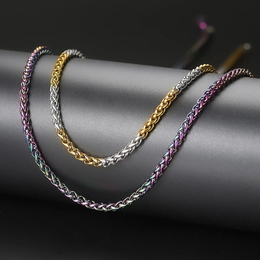 Franco Chain For Men Boys Minimalist Stainless Steel Necklace Women Daily Wear Hip Hop Jewelry Gifts Width 3mm Length 60cm C024