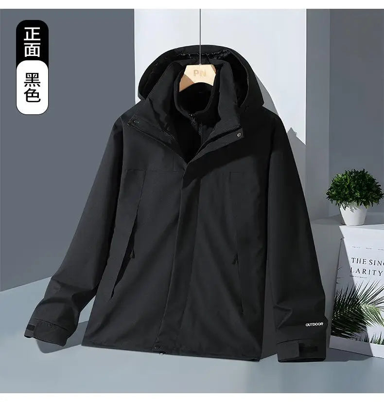 Veste d'assaut d'hiver en plein air trois en un avec polaire épaisse détachable deux pièces veste d'alpinisme imperméable pour hommes - DOGOMET DIGITAL PLUS