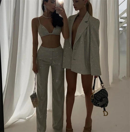 Women's Suiting  Pants Set Faionable Workwear Ensemble Spring  Collection 3% - 50% Conent Content