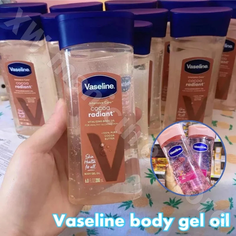 Vaseline Soins du corps Cacao Rose Café Gel corporel Huile verrouille dans l'humidité et hydrate pour améliorer la peau sèche et éplucher 200 Ml