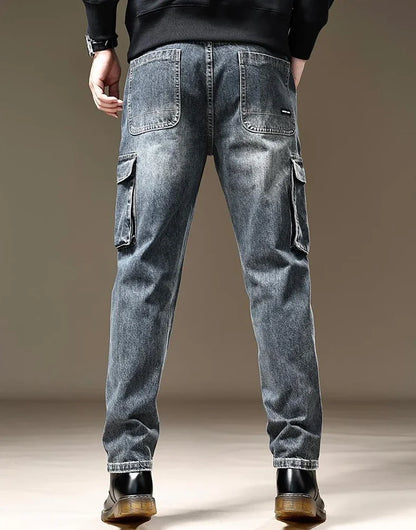 Jean pour hommes pantalon de cowboy droit avec poches pantalon Cargo esthétique régulière nouveau en empilé mode coréenne tendance 2025